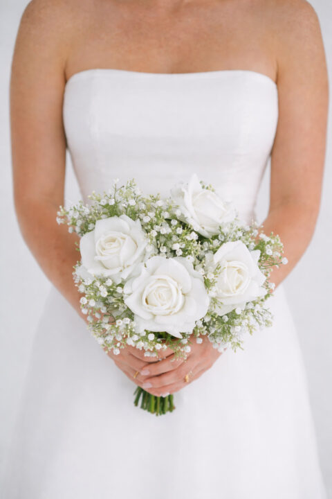 Bride with white bouquet