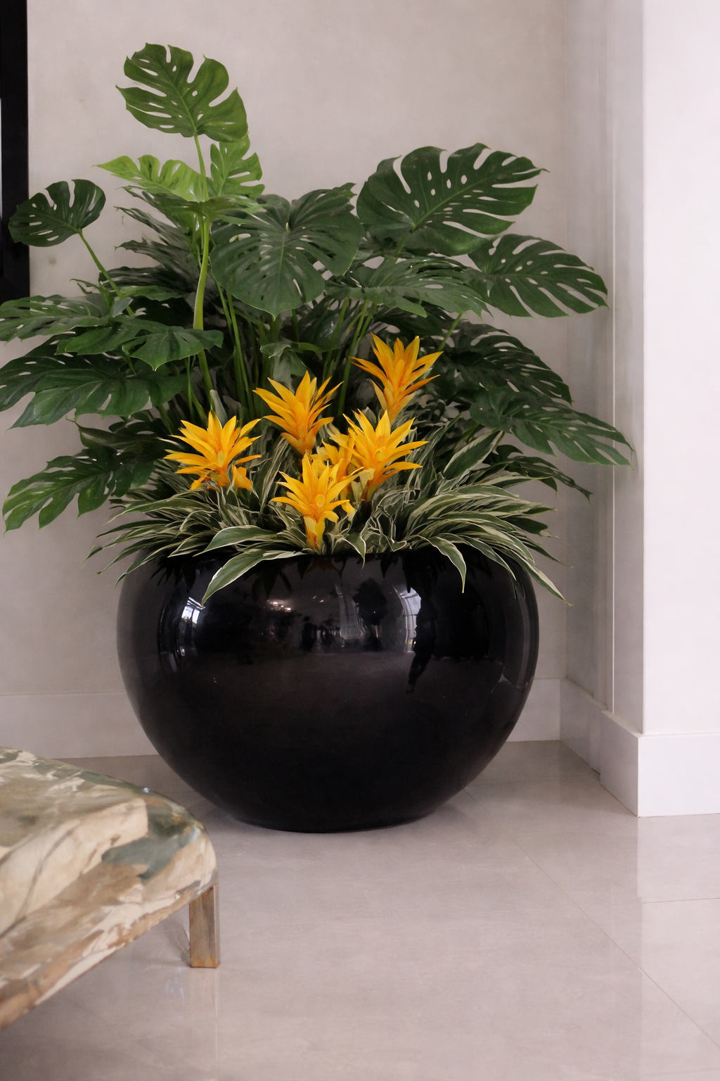 Artificial Plant Arrangement with Yellow flowers