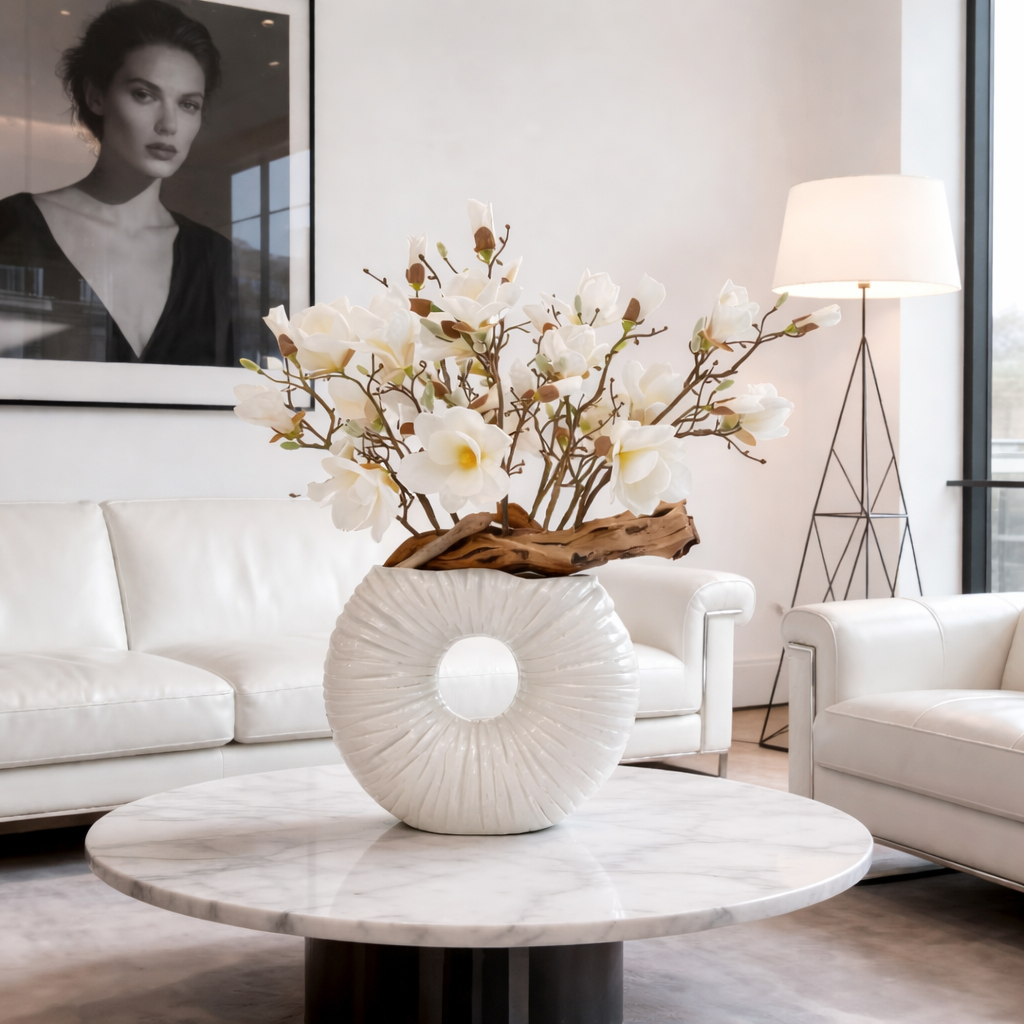 Artificial Magnolia Flower - Designer Pot