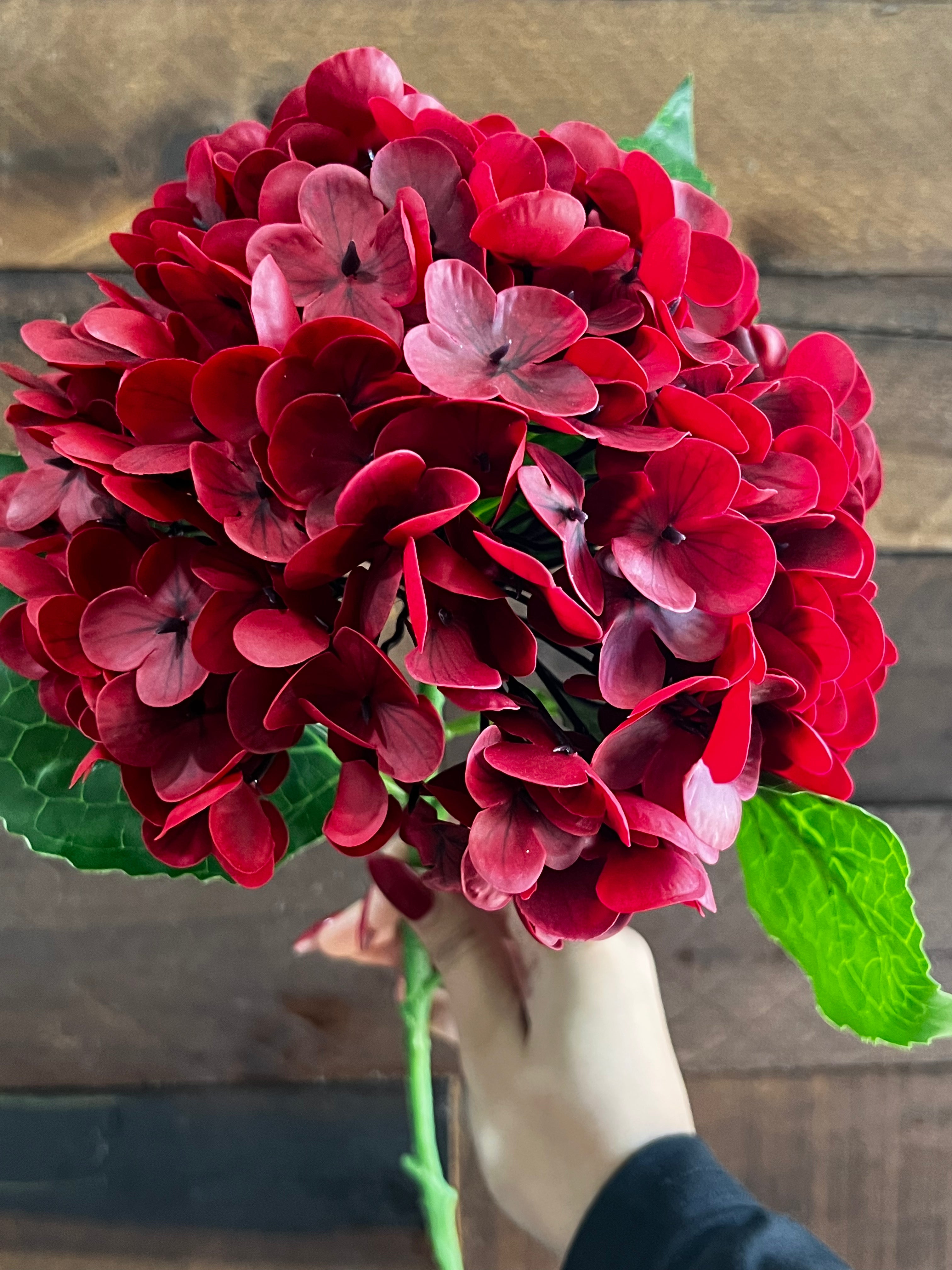 Real Touch Hydrangea - Wine Red