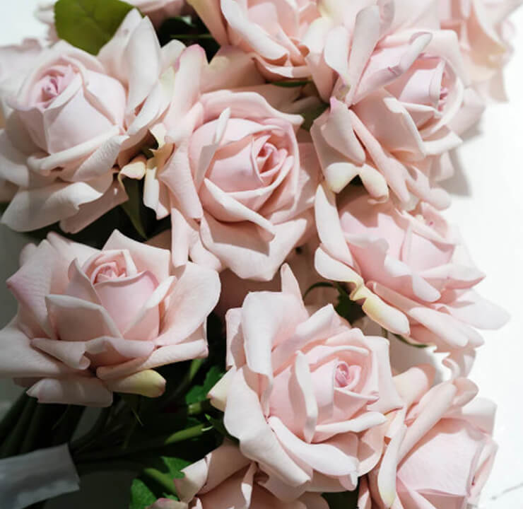 Bouquet for Bridesmaid Size – Real touch Blush pink roses and ultra realistic baby’s breath