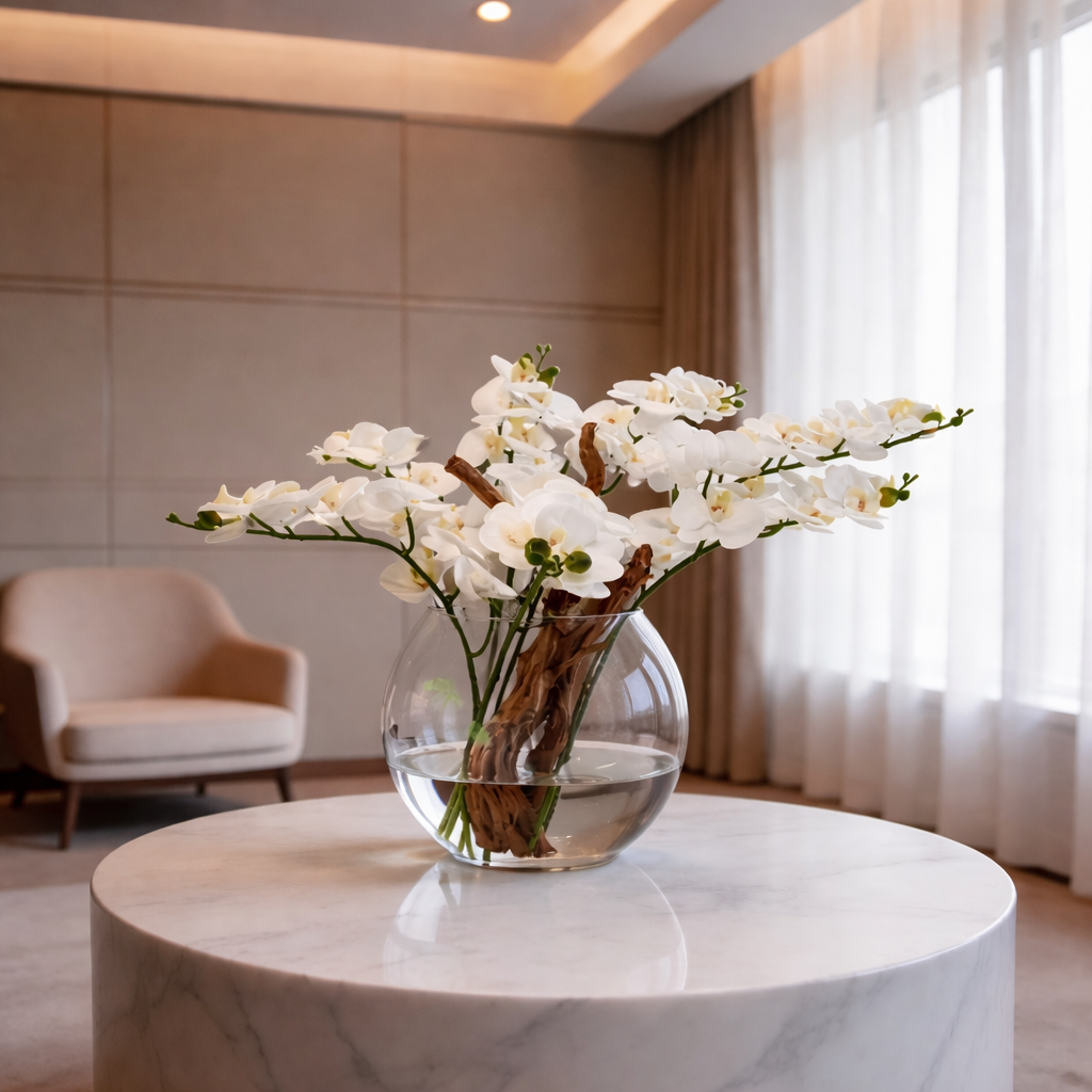 Artificial Magnolia Flower - Clear pot