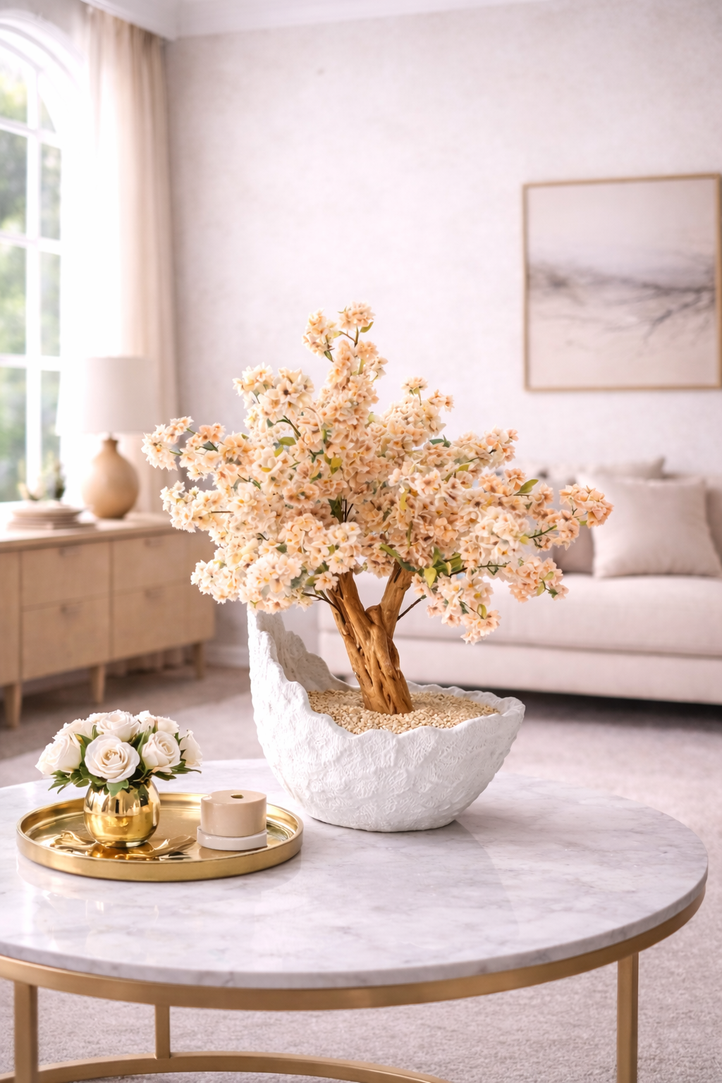 Artificial Cherry Blossom Tree - Champagne / CREAM