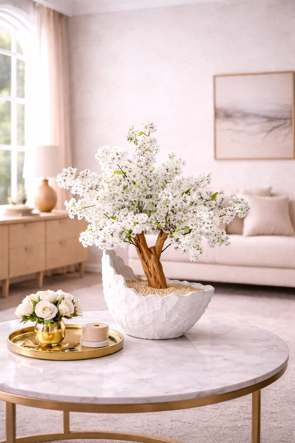 Artificial Cherry Blossom Tree - White